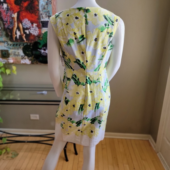 Dress Barn Yellow Flower Sheath Dress - Knee Length - Picture 3 of 8
